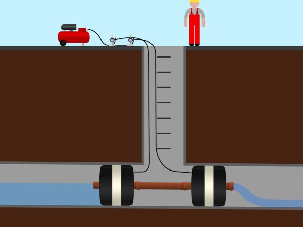 Пневматическое заглушающее перекрытие под обводную трубу, применение